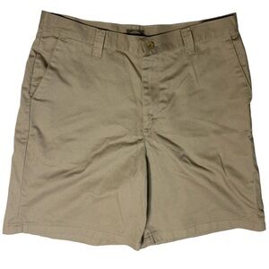 Riders women’s casual khaki shorts front pockets 100% cotton 8 in inseam tan 14